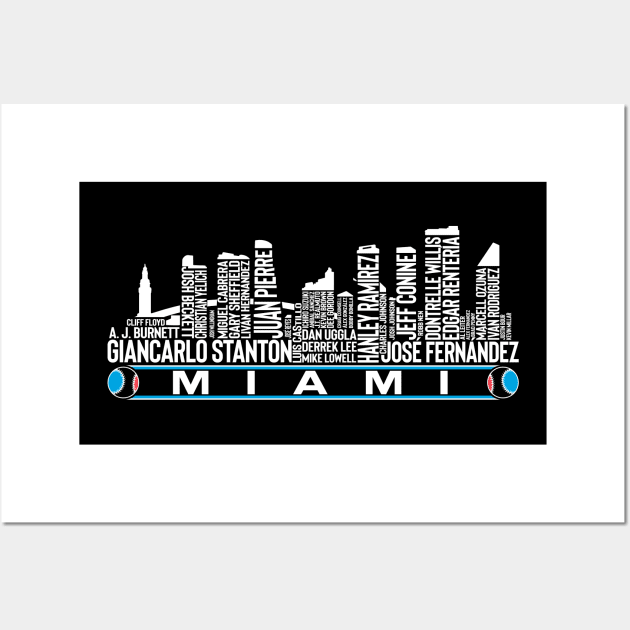 Miami Baseball Team All Time Legends, Miami City Skyline Wall Art by Legend Skyline